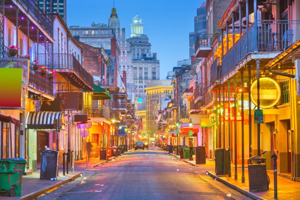 bourbon street in evening