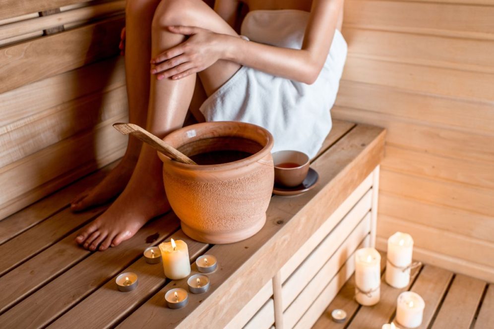 woman in. scandinavian spa