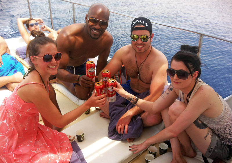drinking on yacht boat Gulf of Aqaba Jordan